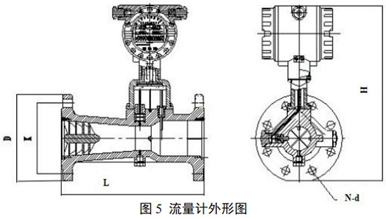 煤氣旋進旋渦流量計外形圖