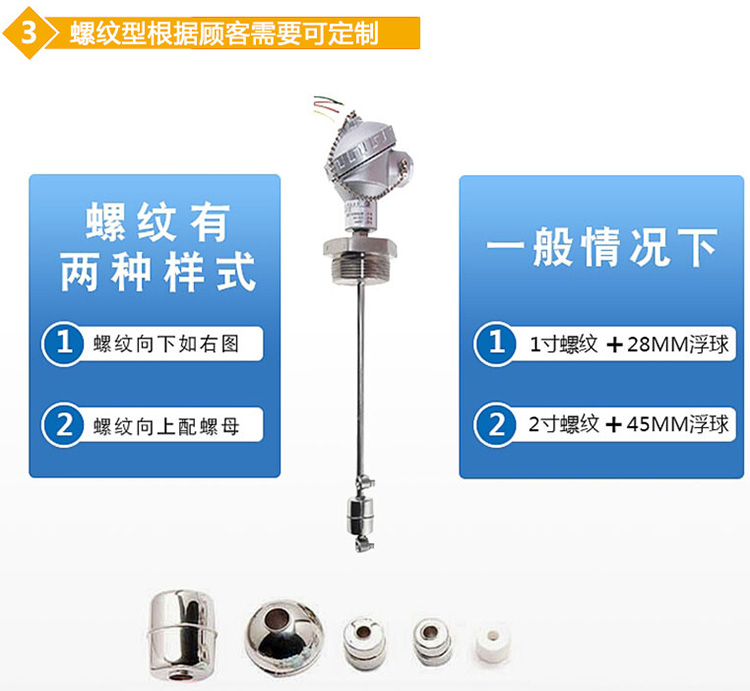 高溫浮球液位計(jì)螺紋分類(lèi)圖